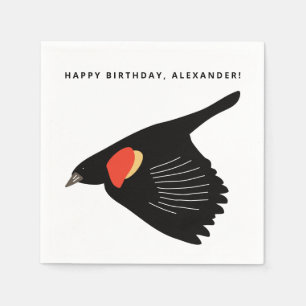Red-Winged Blackbird in Flight Birthday Napkin
