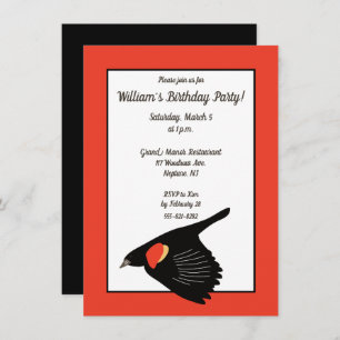 Red-Winged Blackbird in Flight Birthday Party Invitation