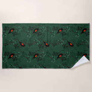 Red-Winged Blackbird Pattern Beach Towel