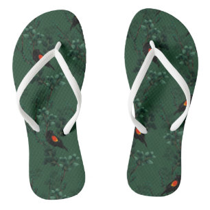 Red-Winged Blackbird Pattern Flip Flops