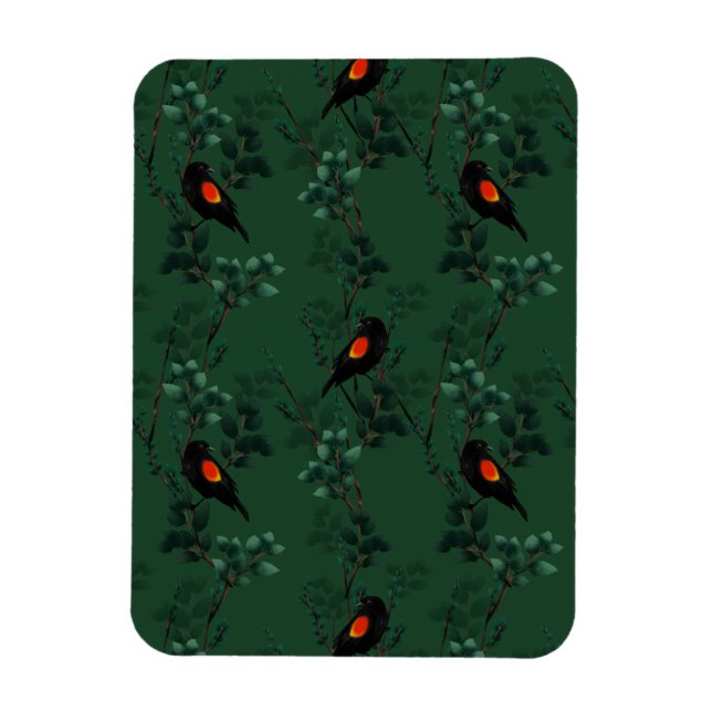 Red-Winged Blackbird Pattern Magnet (Vertical)