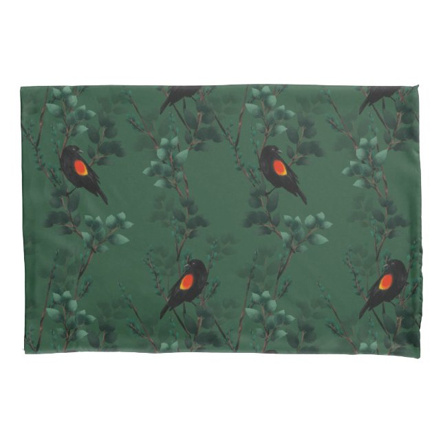 Red-Winged Blackbird Pattern Pillowcase (Front)