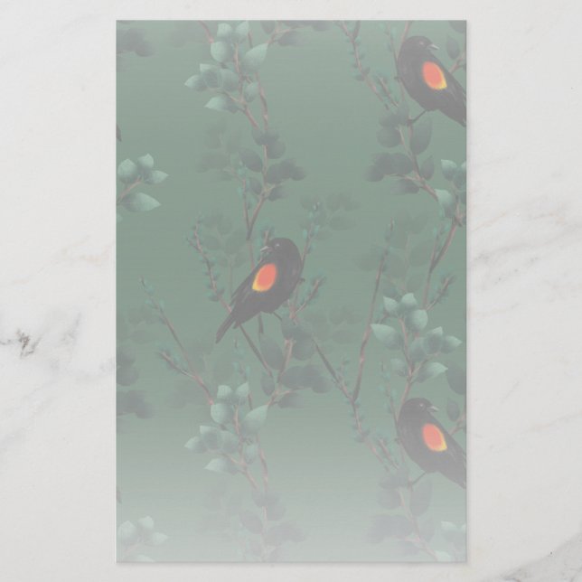 Red-Winged Blackbird Pattern Stationery (Front)