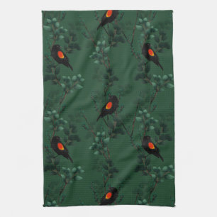 Red-Winged Blackbird Pattern Tea Towel