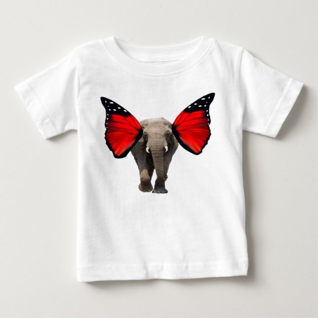 Red Winged Elephant Baby T-Shirt (Front)