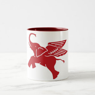 Red winged elephant Two-Tone coffee mug