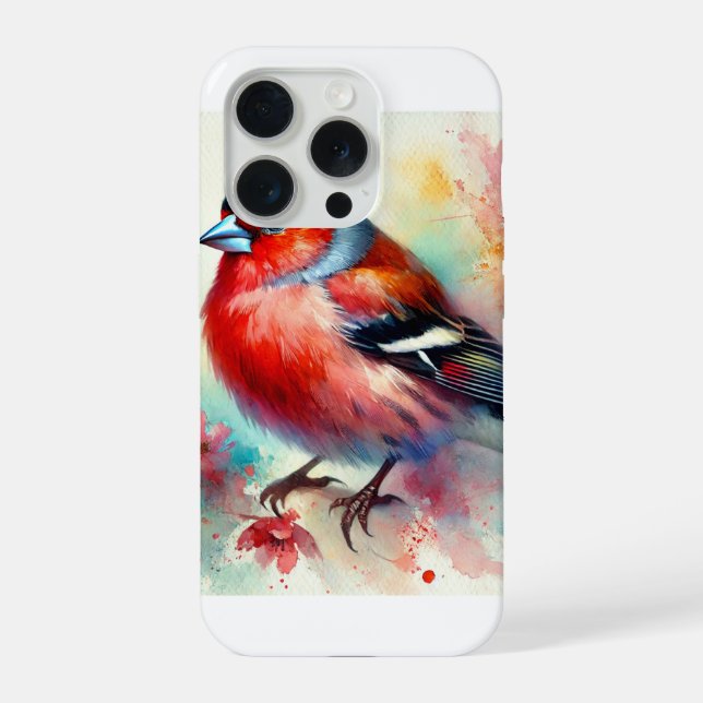 Red Winged Finch 251024AREF121 - Watercolor iPhone Case (Back)