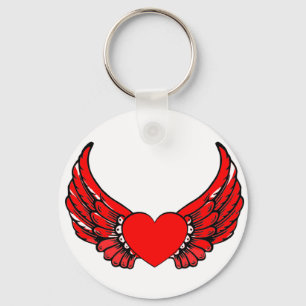 Red Winged Hearts Key Ring