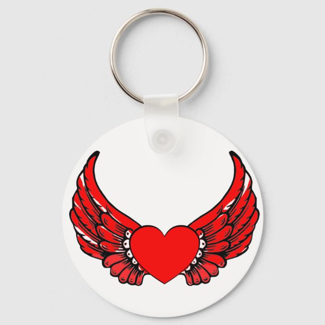 Red Winged Hearts Key Ring (Front)