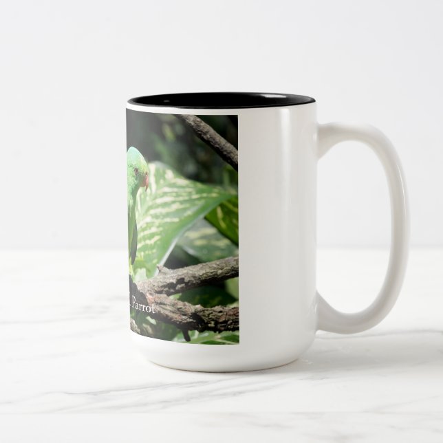 Red-winged Parrot on Tree Limb Two-Tone Coffee Mug (Right)