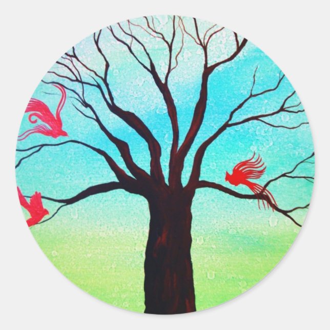 Red wings classic round sticker (Front)