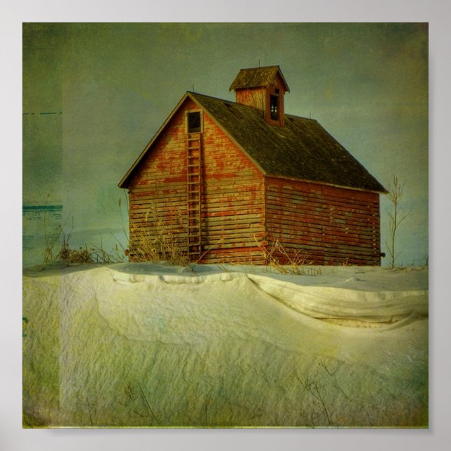 Red Winter Barn Poster (Front)