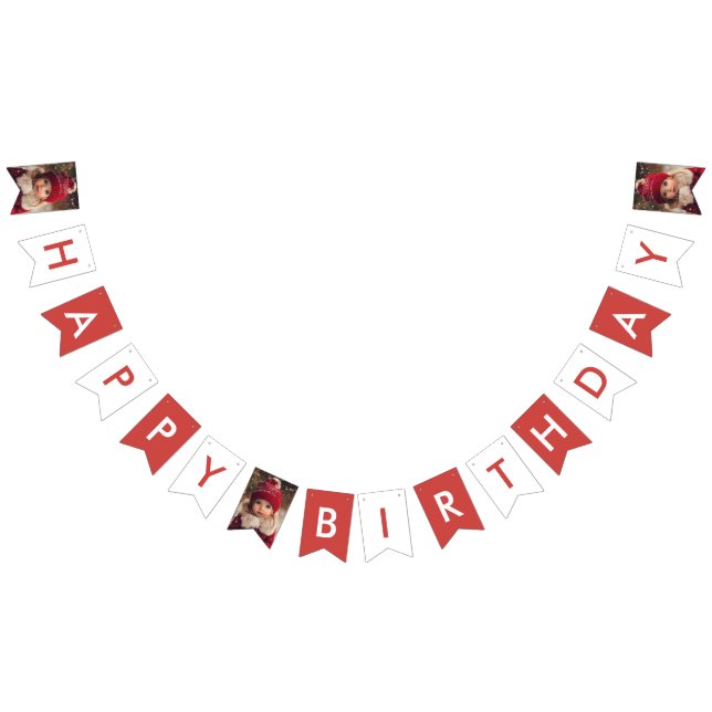 Red Winter Bear & Snowmen Happy Birthday  Bunting (All)