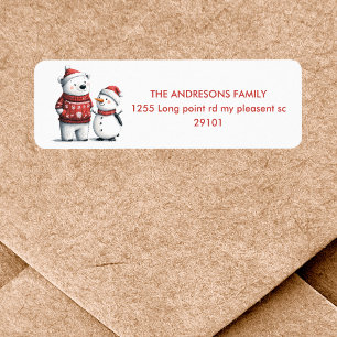 Red Winter Bear & Snowmen    Winter Wonderland