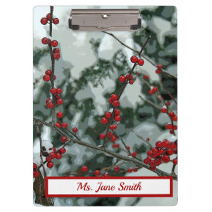 Red Winter Berries Christmas Holiday Clipboard