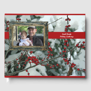Red Winter Berries Christmas Holiday Guest Book