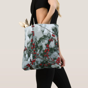 Red Winter Berries Christmas Holiday Tote Bag