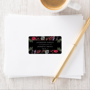 red winter berries holiday return address label
