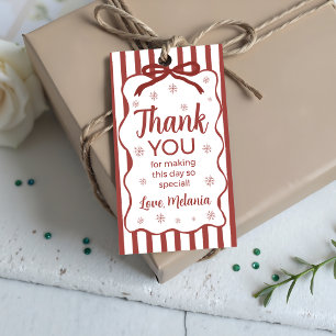 Red Winter Birthday Favor Gift Tag