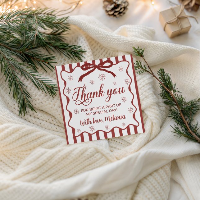 Red Winter Birthday Favor Gift Tag (Creator Uploaded)