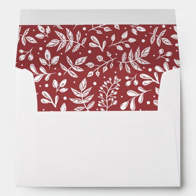 Red Winter Botanical with Merry Christmas Address Envelope (Back (Bottom))