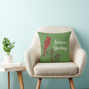 Red Winter Cardinal Personalised   Cushion