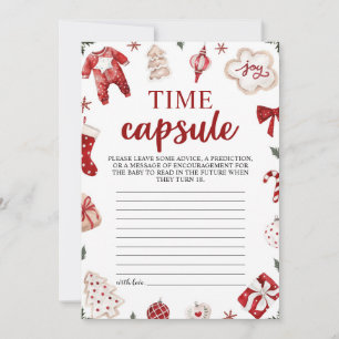 Red Winter Christmas Baby Shower Time Capsule Card