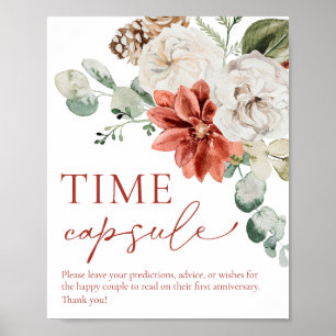 Red Winter Christmas Bridal Shower Time Capsule Poster