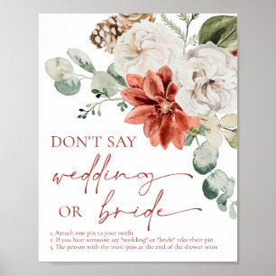 Red Winter Christmas Don't Say Wedding or Bride Poster