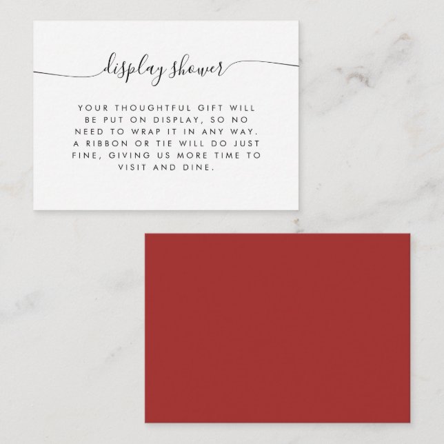 Red Winter Christmas Elegant Calligraphy  Enclosure Card (Front/Back)
