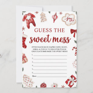 Red Winter Christmas Guess the Sweet Mess Game Invitation