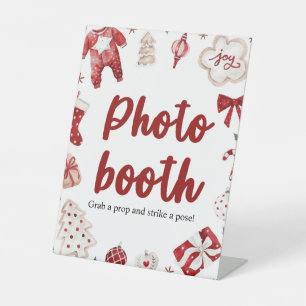 Red Winter Christmas Photo Booth Baby Shower Sign