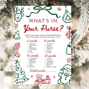 Red Winter Christmas What's In Your Purse Game Invitation