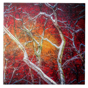 Red winter night tile