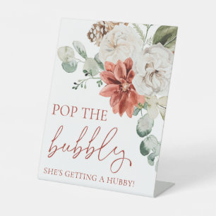 Red Winter Pop The Bubbly She's Getting A Hubby Pedestal Sign
