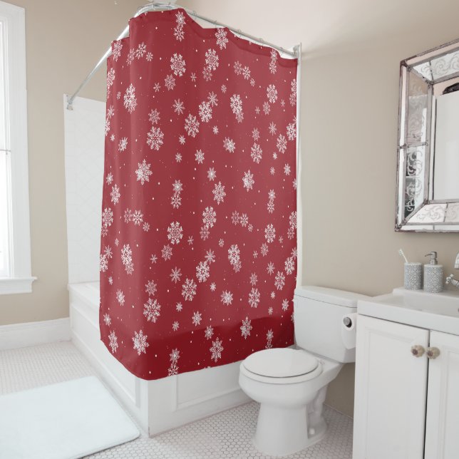 Red Winter Shower Curtain (In Situ)