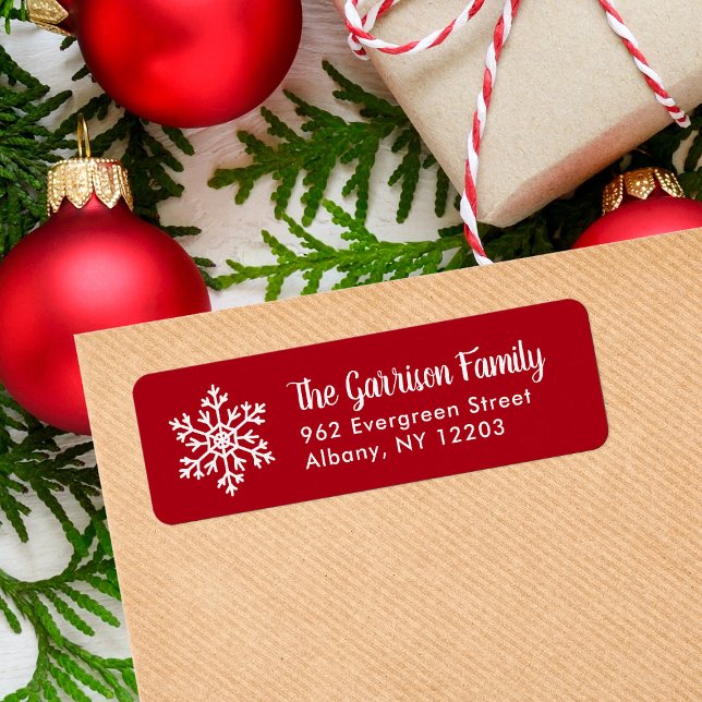 Red Winter Snowflake Holiday Return Address (Creator Uploaded)
