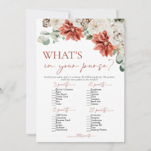 Red Winter What's In Your Purse Bridal Shower Game Invitation