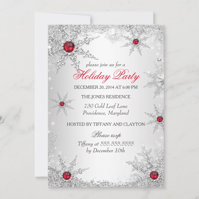 Red Winter Wonderland Christmas Holiday Party 6 Invitation (Front)