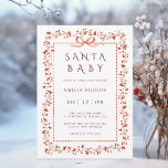 Red Winterberry Frame Santa Baby Shower Invitation<br><div class="desc">This elegant baby shower invitation features a watercolor red berry frame with a charming red bow and stylish typography. For more advanced customisation of this design,  please click the "Design Tool Button" link.</div>