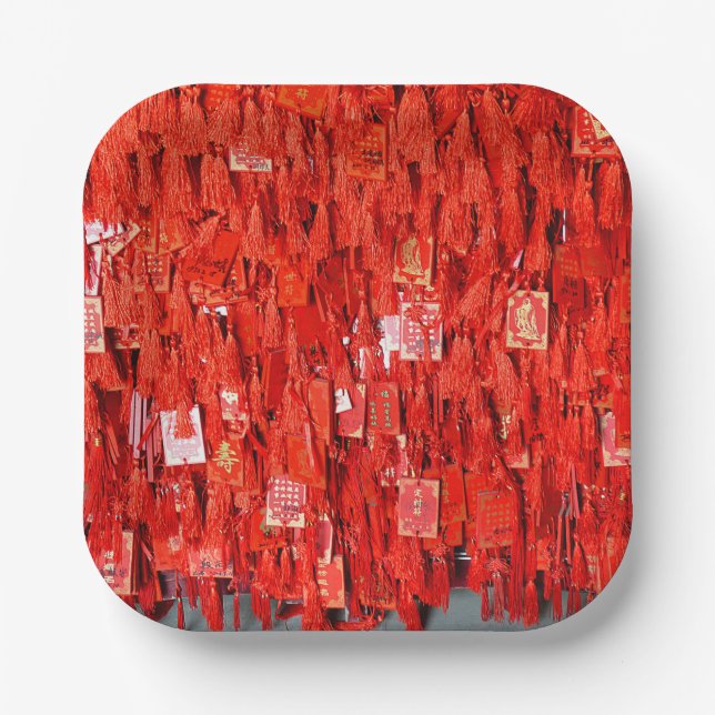Red Wishes Paper Plate (Front)