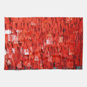 Red Wishes Tea Towel