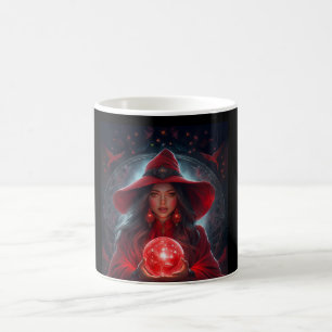 Red Witch With Crystal Ball And Amazing Background Coffee Mug