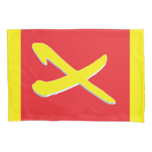 Red with a bright yellow cross pattern pillowcase