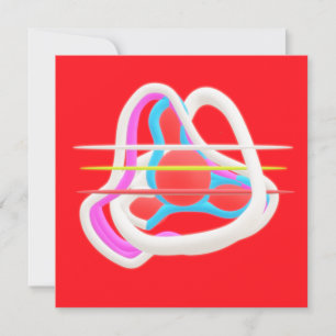 Red with abstract surreal design in cute colours