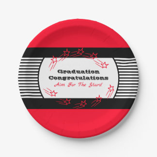 Red With Black And White Stripe Paper Plate