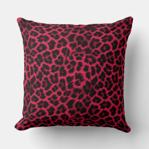 Red with black leopard pattern cushion