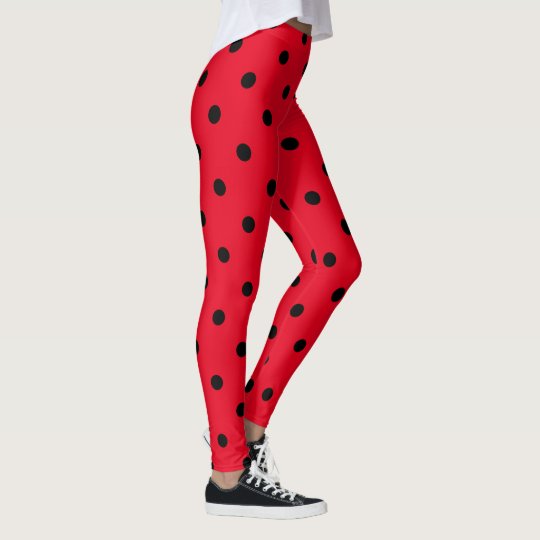 red black polka dot leggings