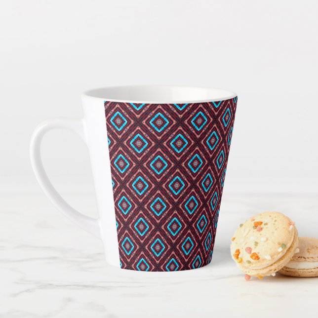Red With Blue Diamond Latte Mug (In Situ)
