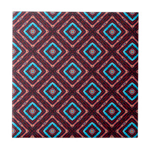 Red With Blue Diamond Tile